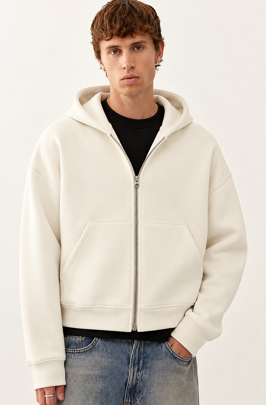 Zip Boxy Hoodie